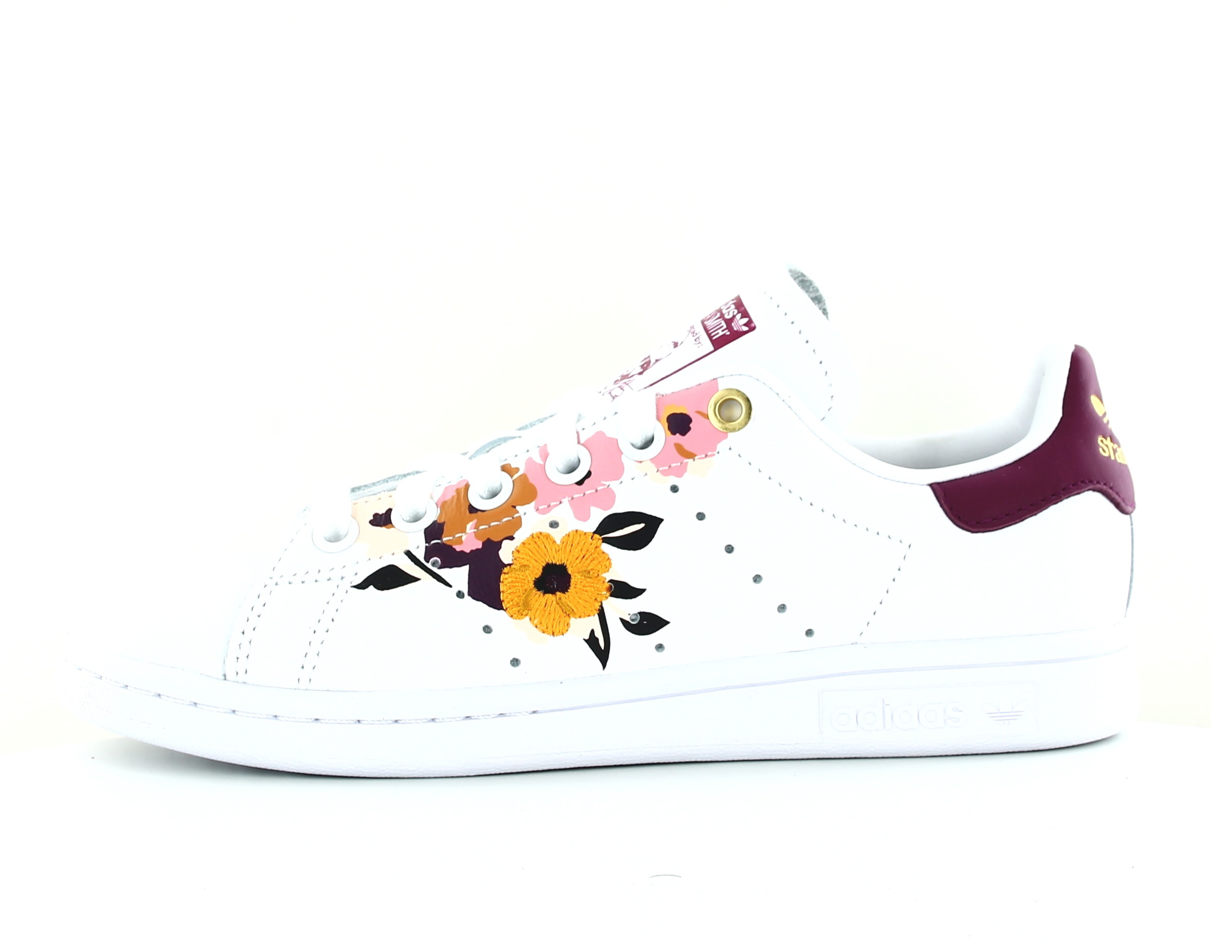 Melódico Abandonar En cualquier momento Adidas Stan smith femme Blanc bordeaux floral multicolor