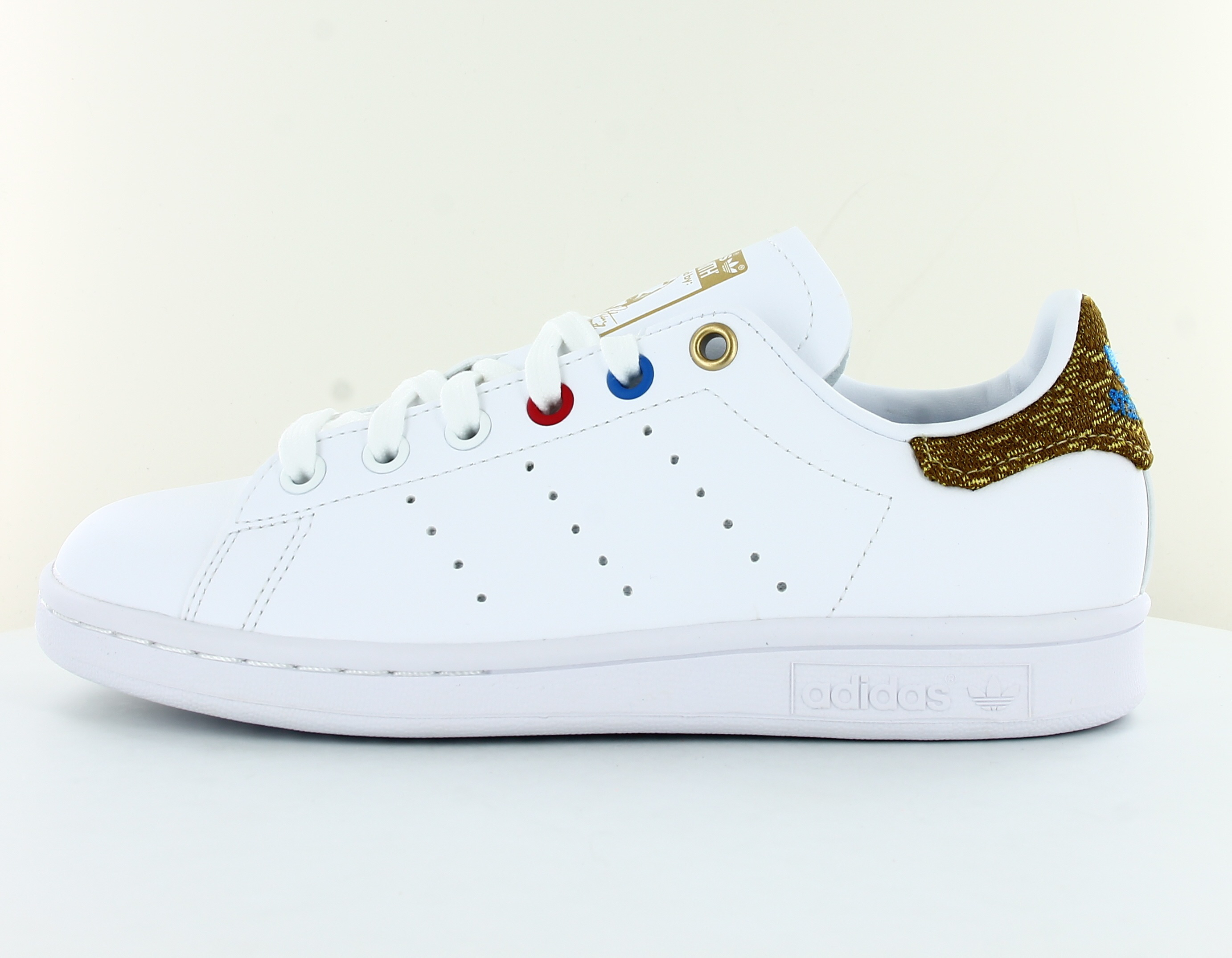 Adidas Stan smith femme Blanc ocre bleu