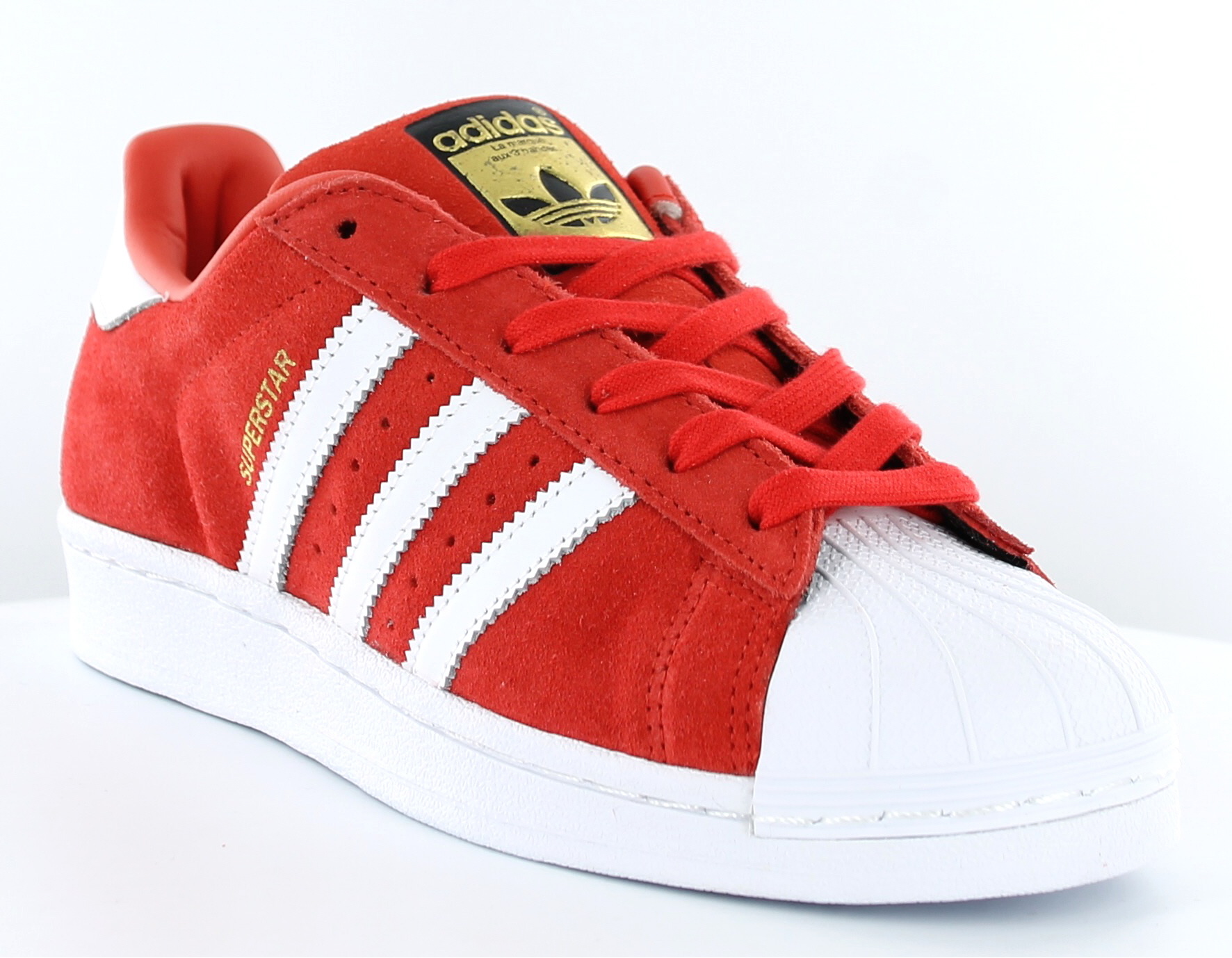 Adidas Superstar suede femme ROUGE BLANC S75140