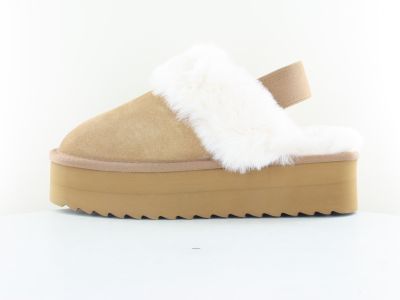 Color Of California Plateform slipper tan beige