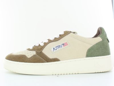Autry Medalist tricolor en daim beige marron vert