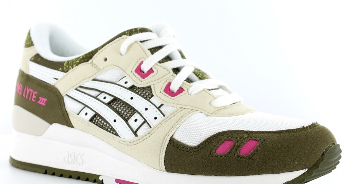 asics femme rose et kaki