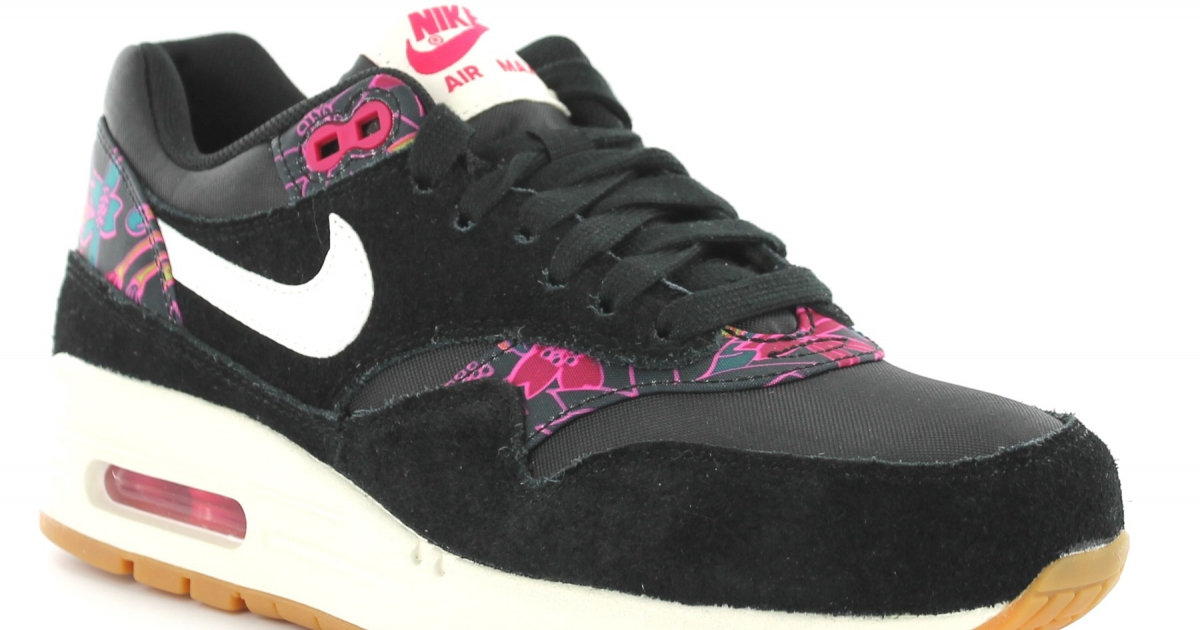 Nike Air max 1 femme print floral NOIR/ROSE/BLANC 528898-004 Nike Air max 1 femme print floral NOIR/ROSE/BLANC 528898-004