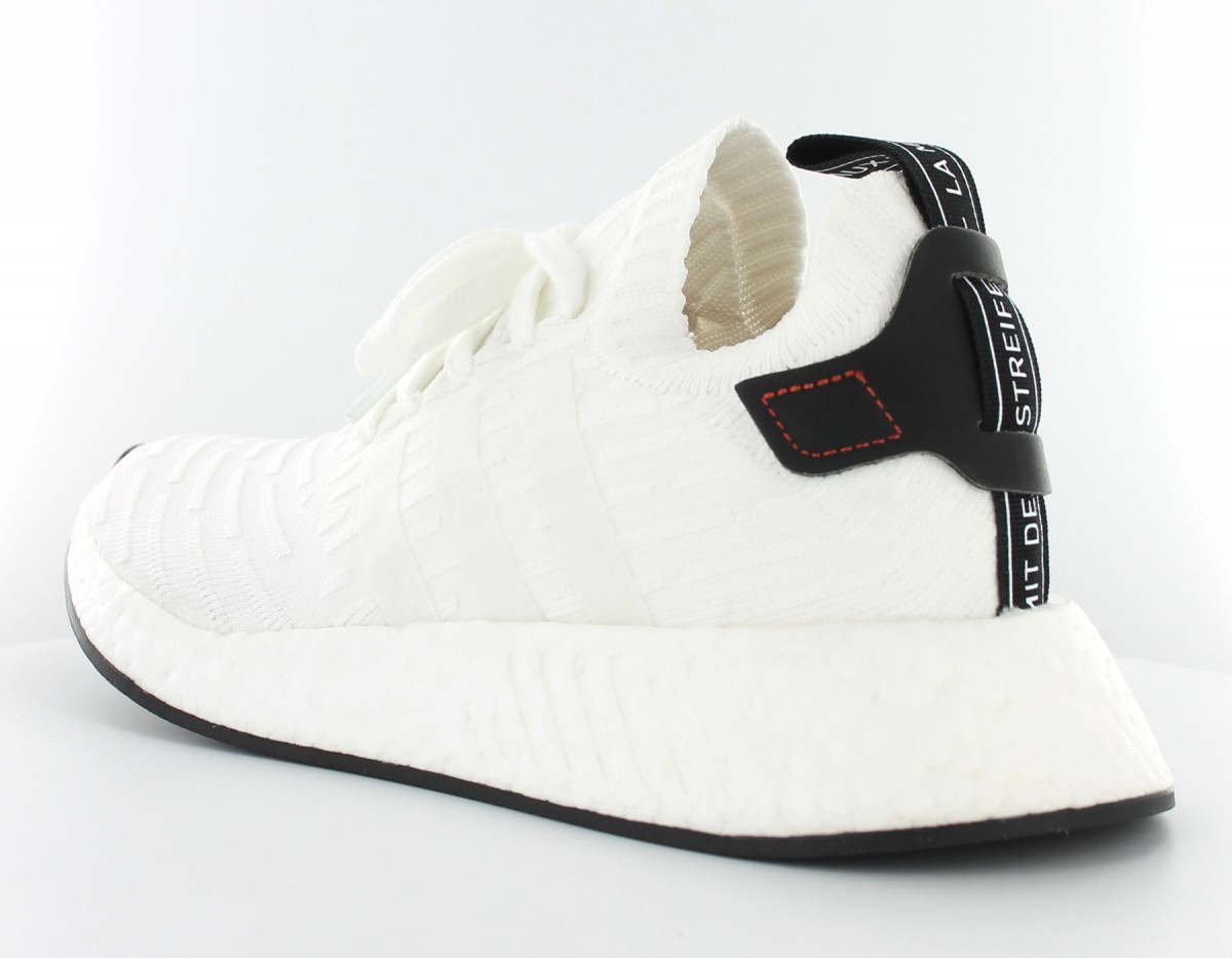 Adidas NMD_R2  Primeknit White-Black-Red