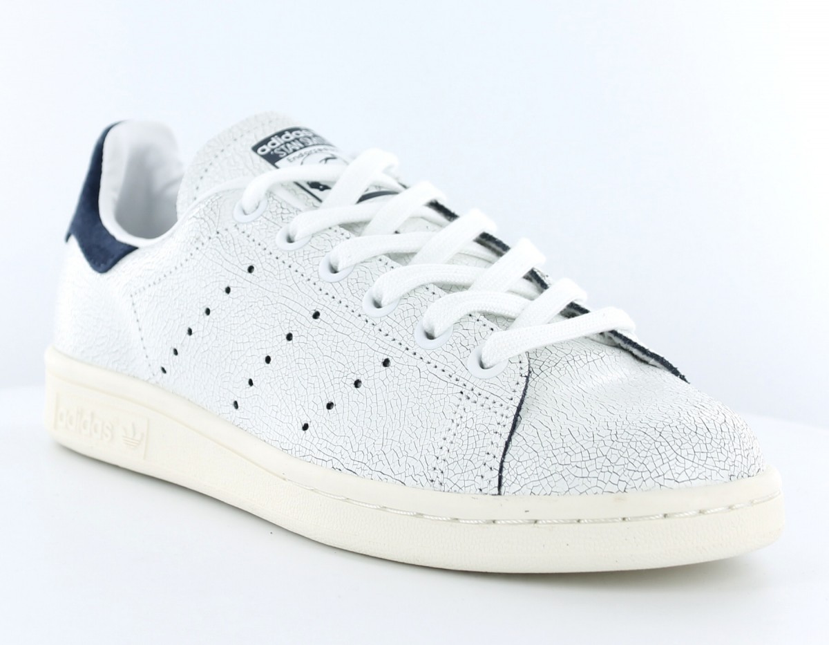 Adidas Stan smith Craked leather BLANC/BLEU