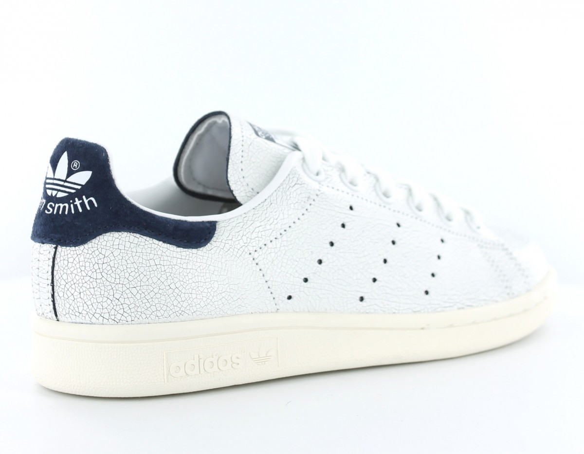 Adidas Stan smith Craked leather BLANC/BLEU