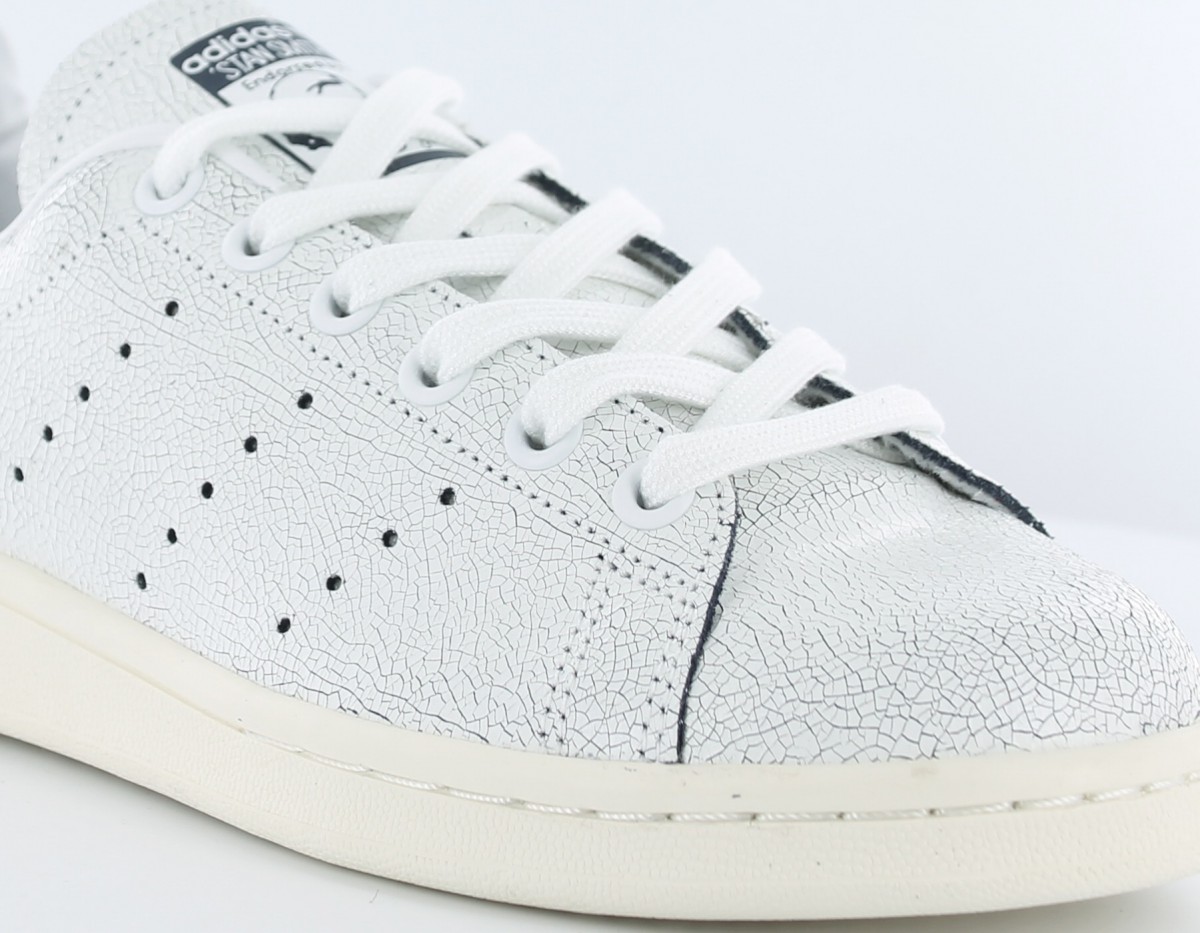 Adidas Stan smith Craked leather BLANC/BLEU