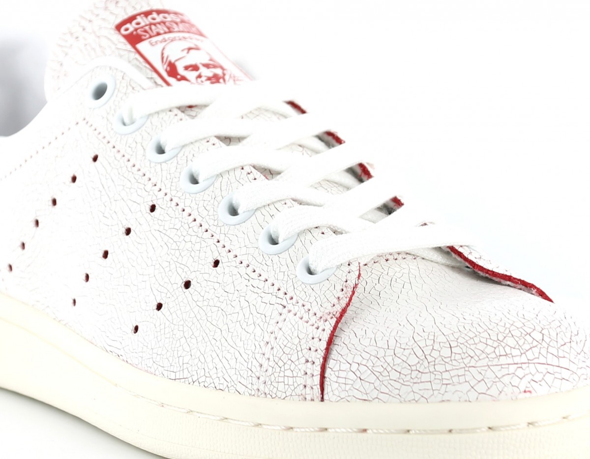 Adidas Stan smith Craked leather BLANC/ROUGE