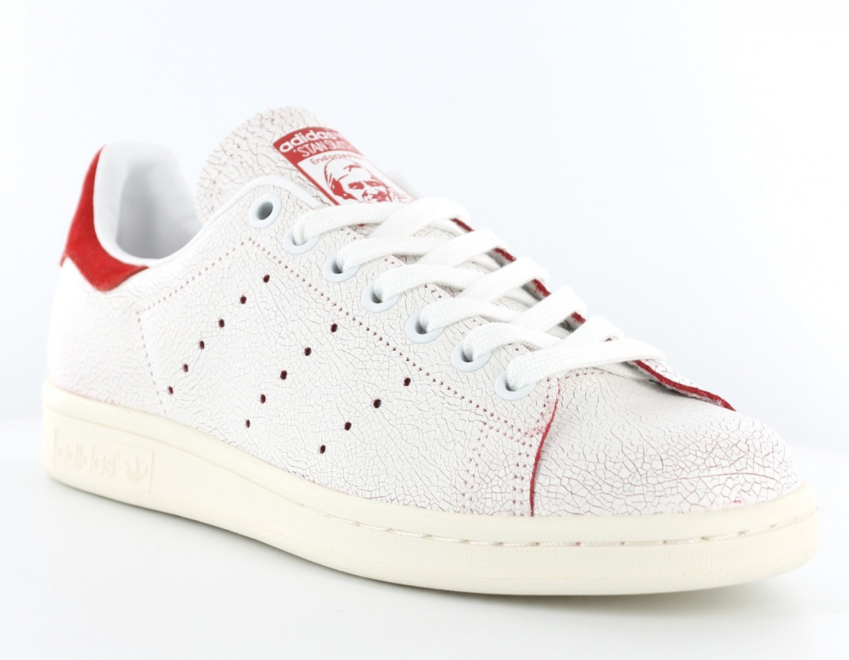 Adidas Stan smith Craked leather BLANC/ROUGE