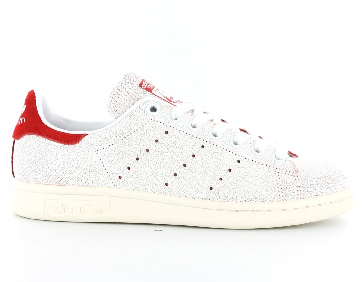 Adidas Stan smith Craked leather BLANC/ROUGE