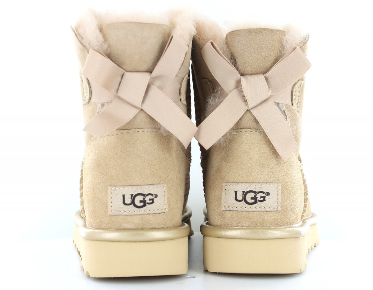 Ugg Mini Bailey Bow II Metallic Beige