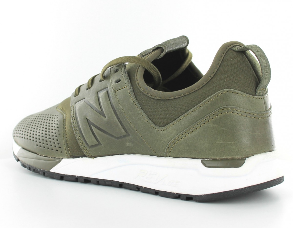 New Balance 247 Cuir Kaki-Blanc