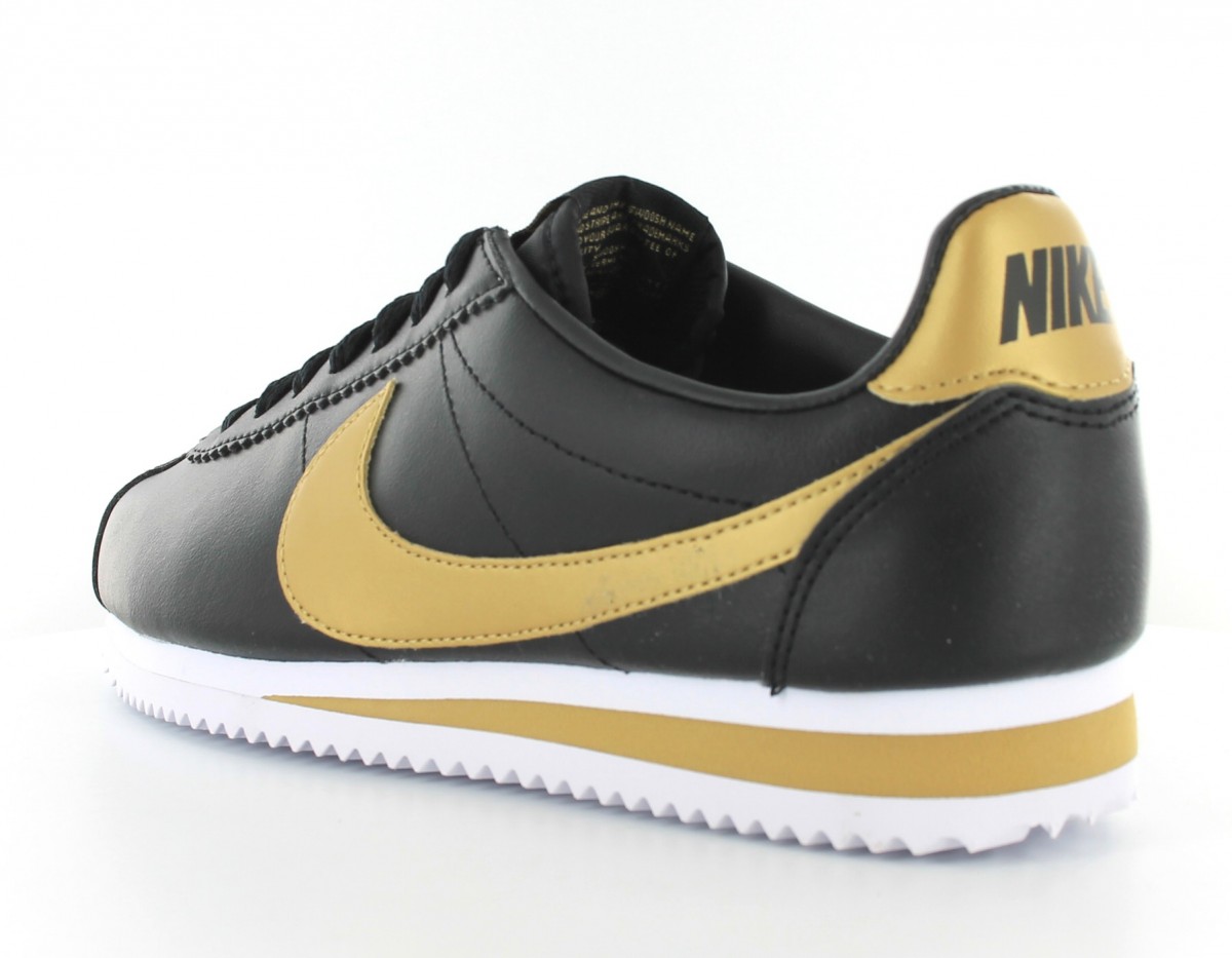 Nike cortez cuir femme Noir-Or