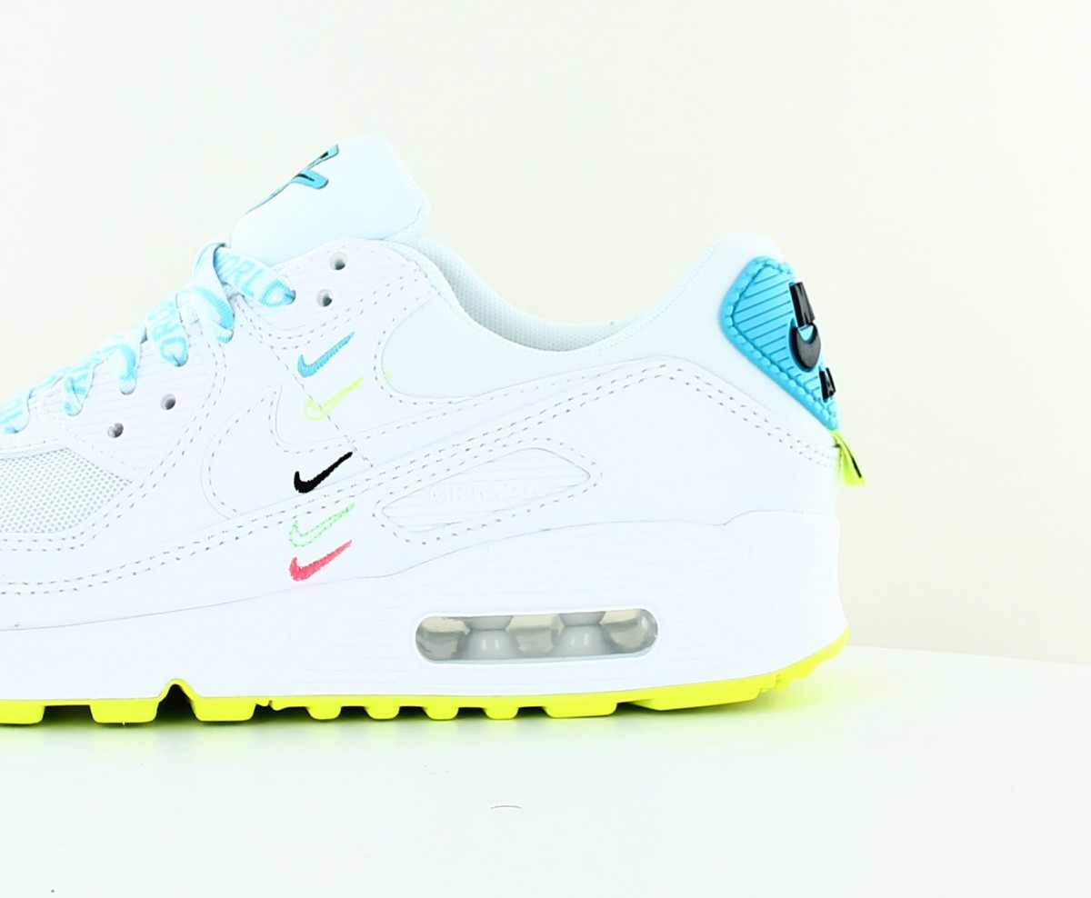 Nike Air Max 90 worldwide blanc vert volt bleu ciel