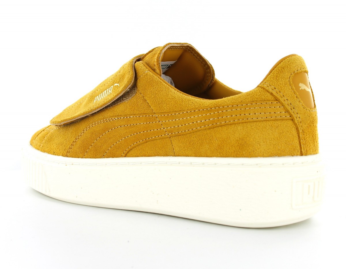 Puma Suede Platform Big Strap Gold-Yellow