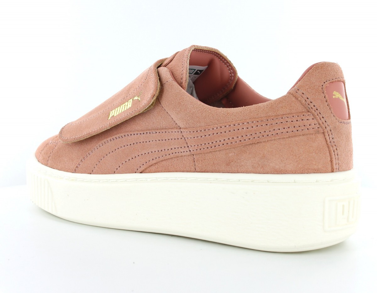 Puma Suede Platform Big Strap Cameo-Brown