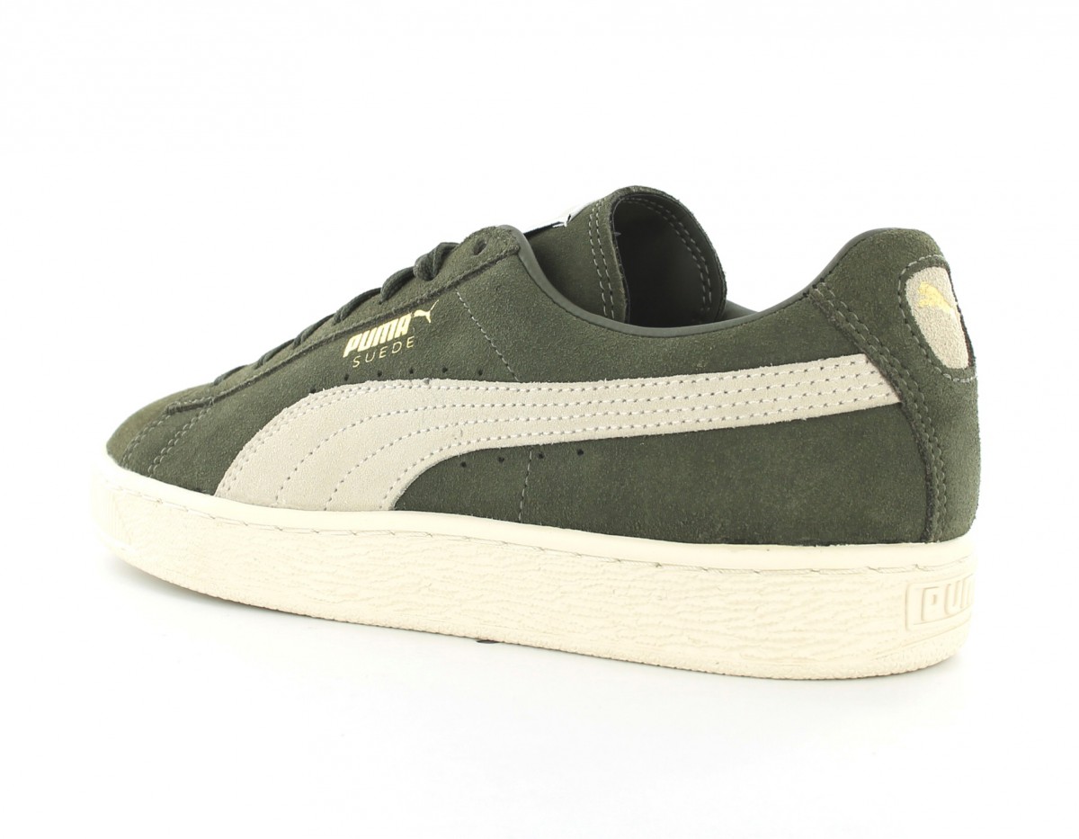 Puma Suede vert kaki blanc