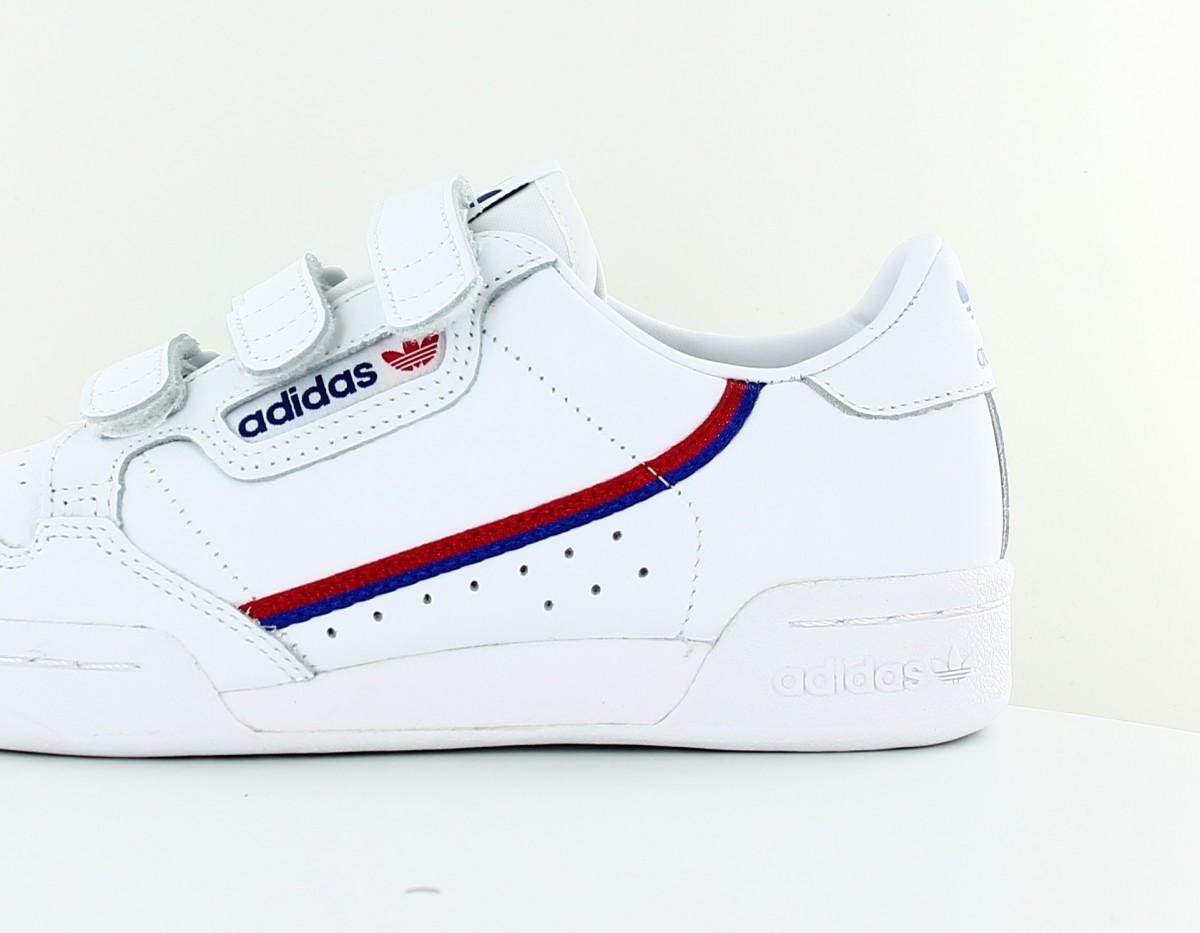 Adidas Continental 80 scratch blanc bleu rouge brillant