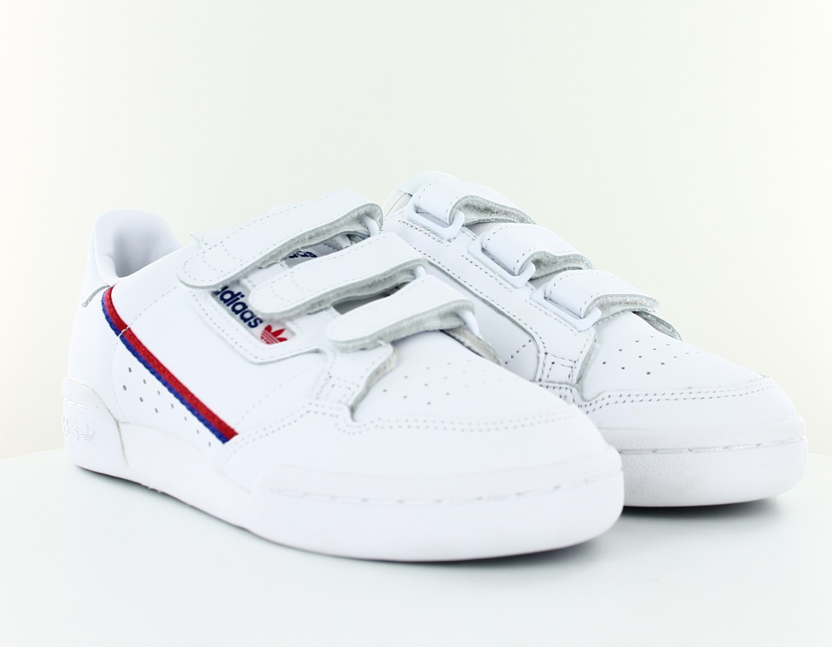 Adidas Continental 80 scratch blanc bleu rouge brillant