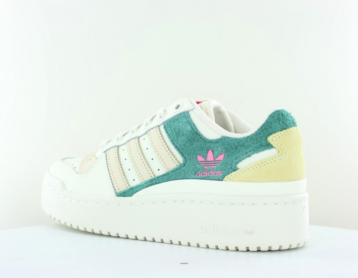 Adidas Forum bold stripes blanc beige turquoise jaune