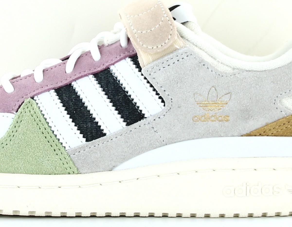 Adidas Forum low femme beige blanc noir multicolor