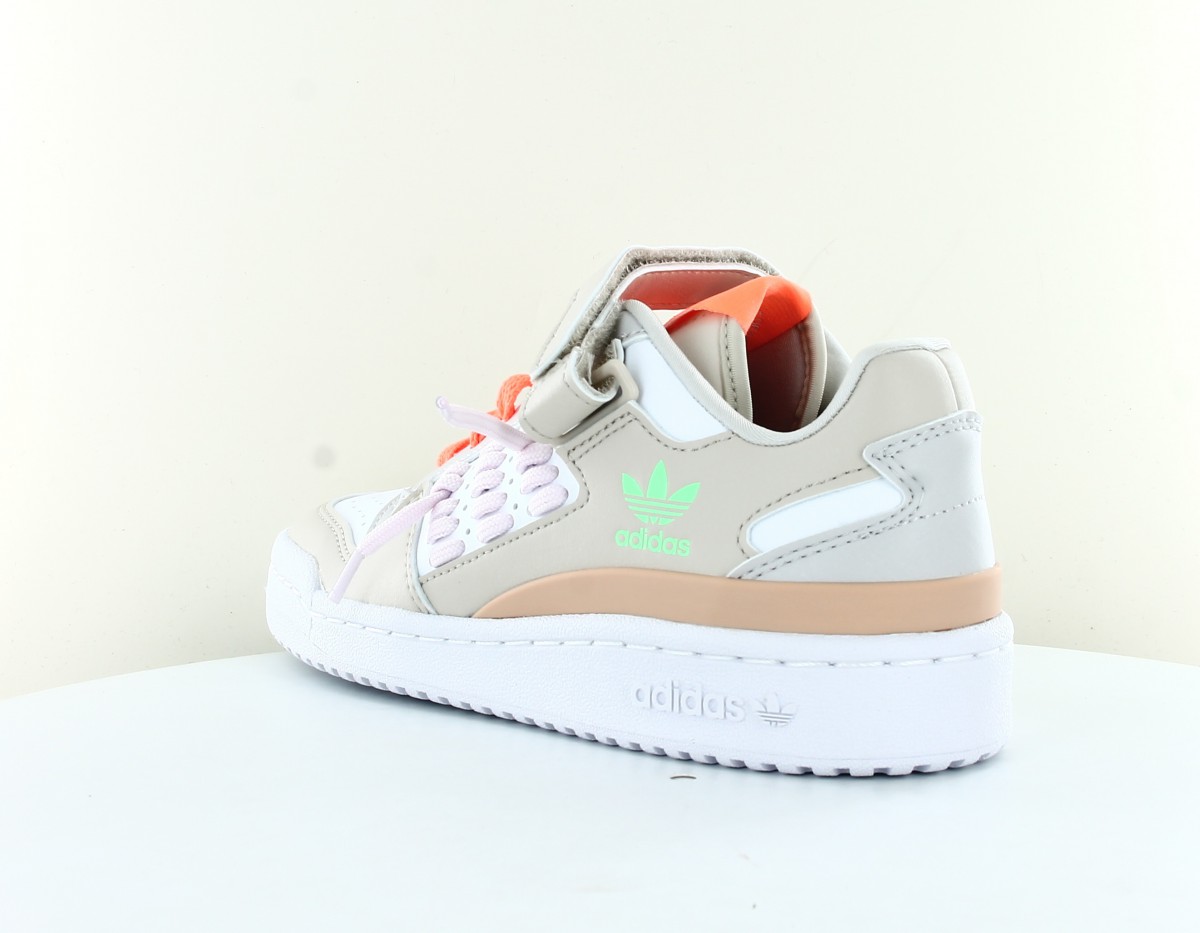 Adidas Forum low femme beige blanc rose vert orange