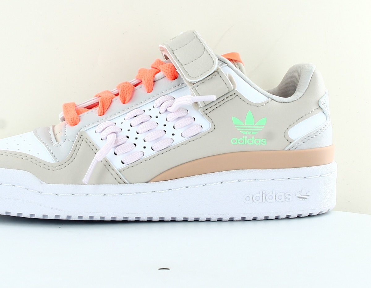 Adidas Forum low femme beige blanc rose vert orange