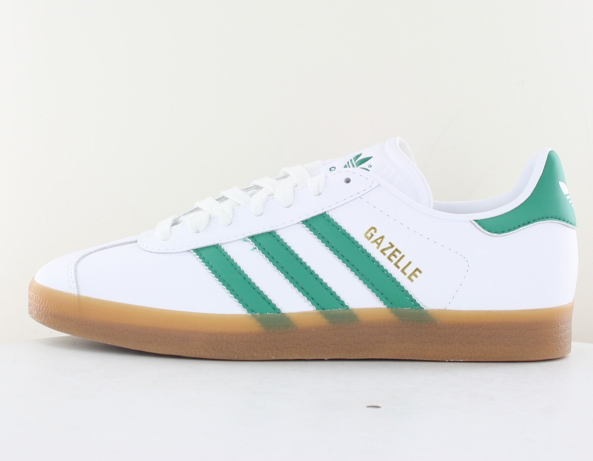 Adidas Gazelle cuir blanc vert or