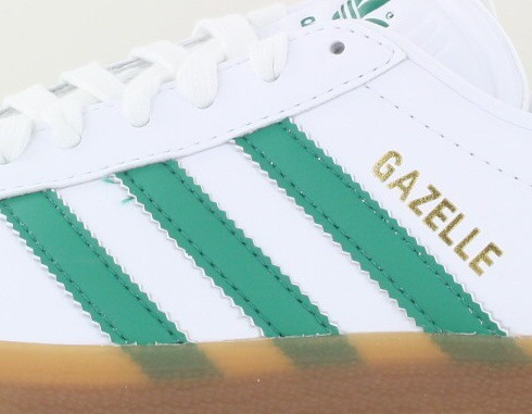 Adidas Gazelle cuir blanc vert or