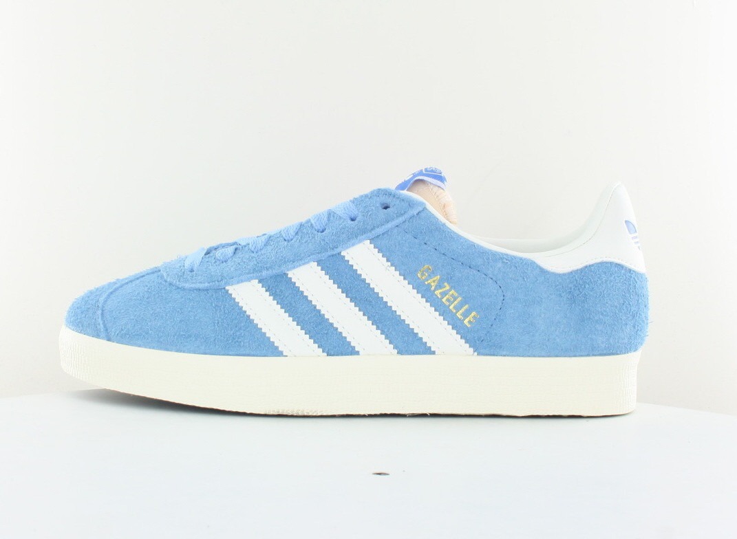 Adidas Gazelle bleu ciel beige or