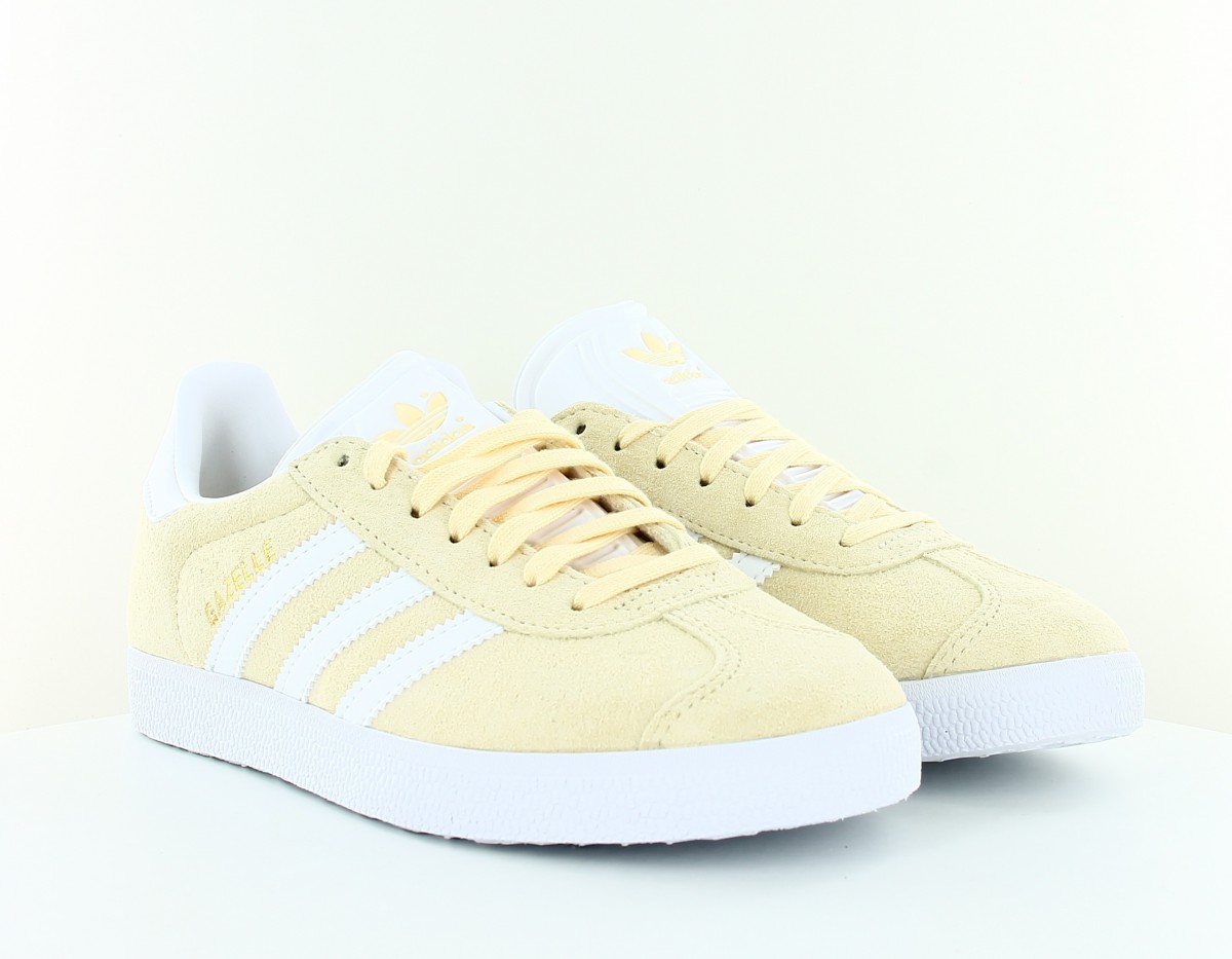 Adidas Gazelle jaune pastel blanc