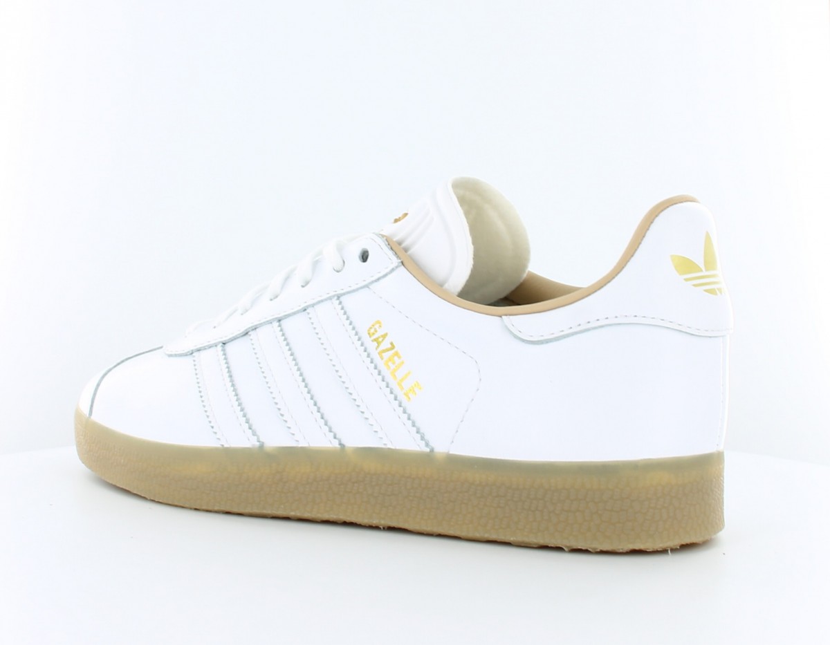 white leather gazelle gum sole
