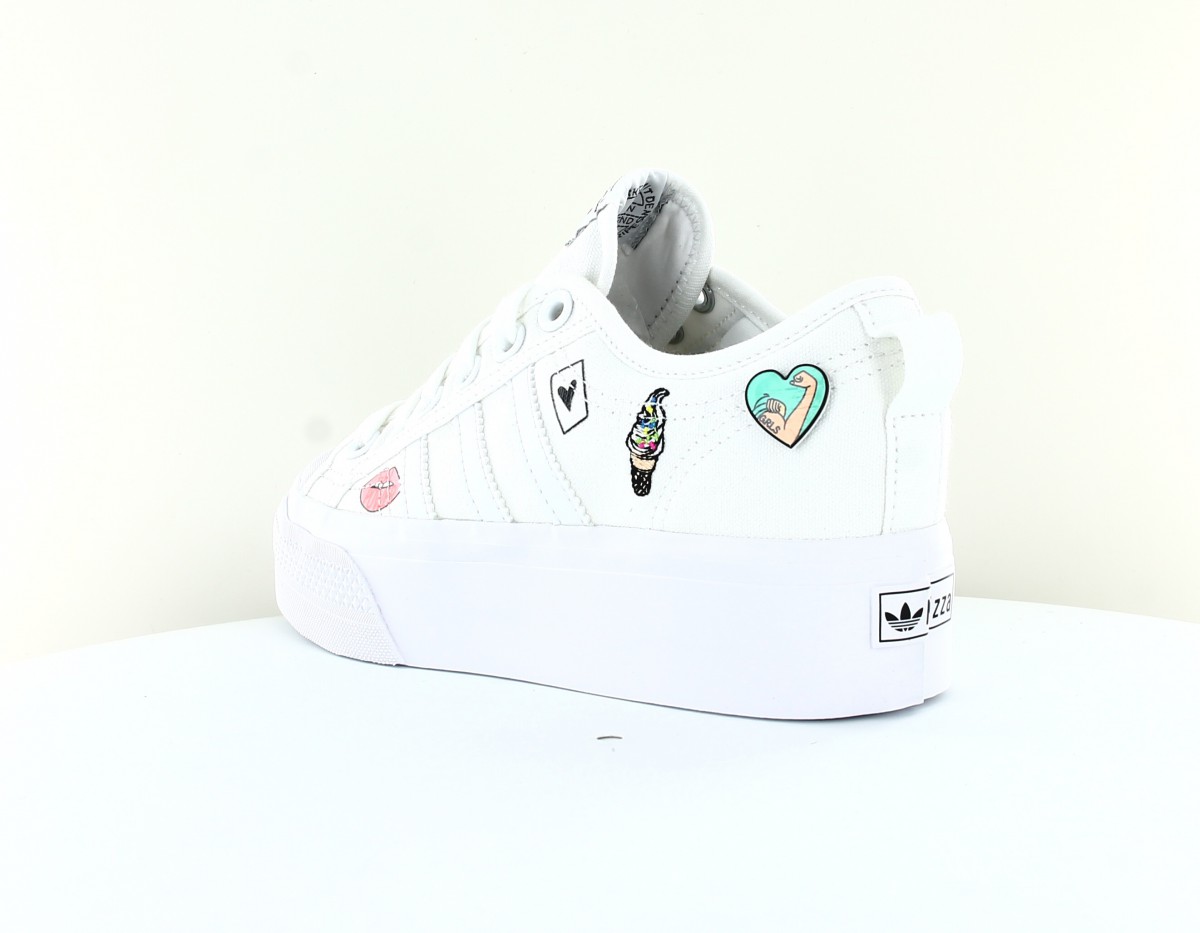 Adidas Nizza plateform j girl power blanc multicolor