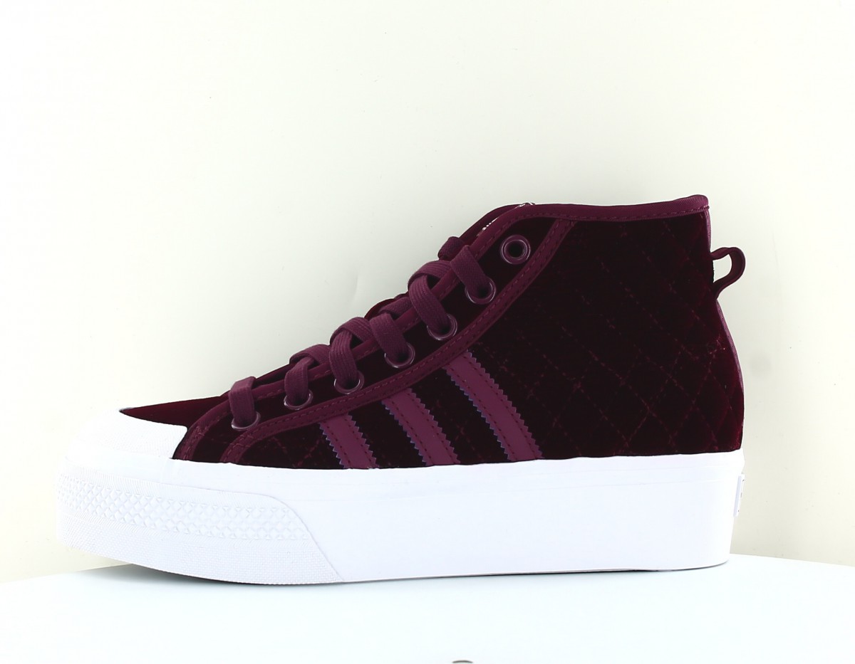 Adidas Nizza plateform mid velvet violet crimson blanc