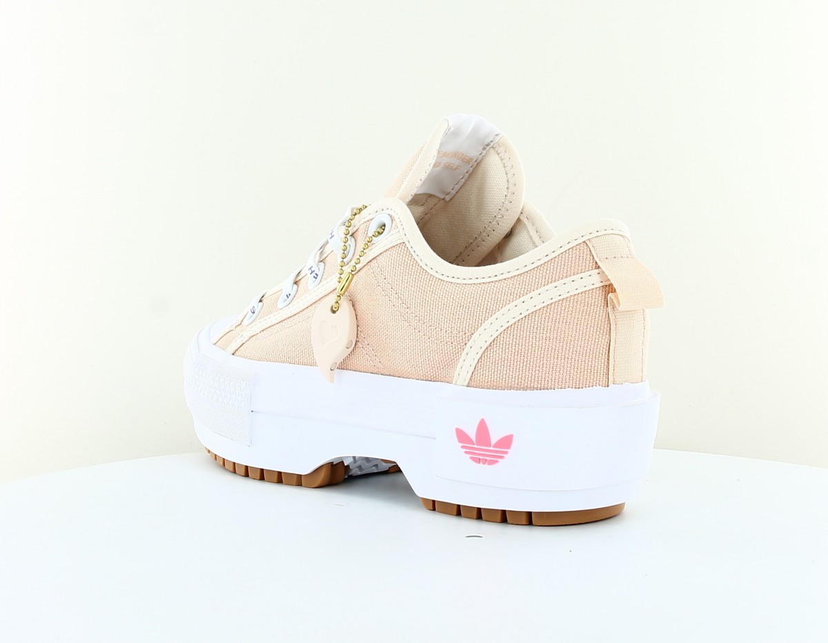 Adidas Nizza trek low selfish beige crème blanc rose fluo