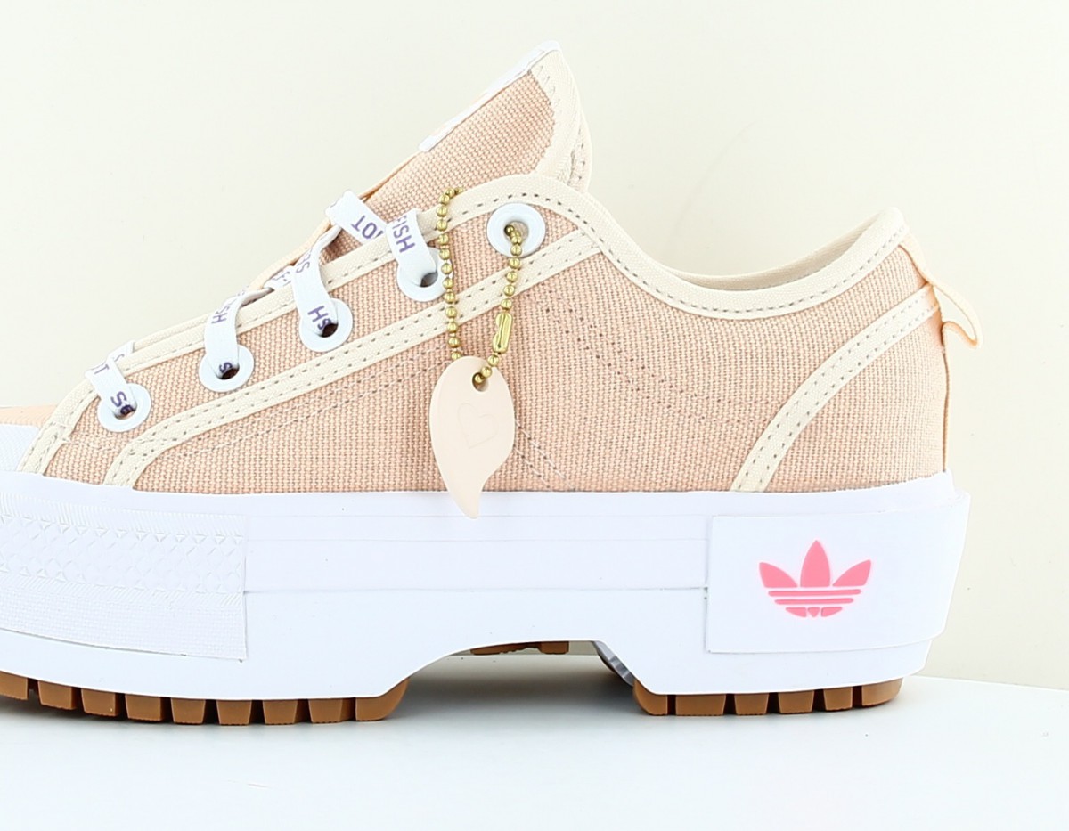 Adidas Nizza trek low selfish beige crème blanc rose fluo