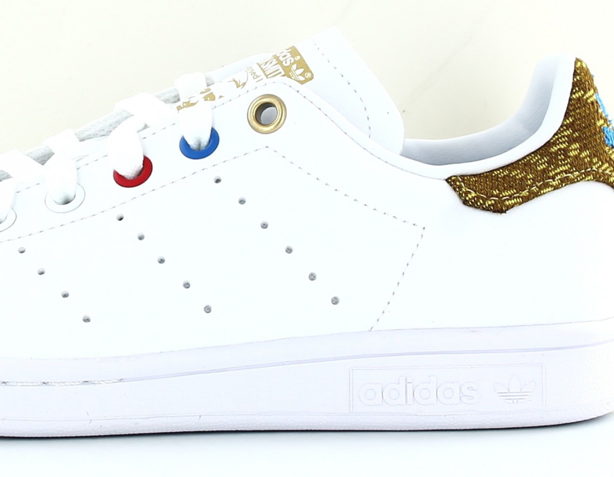 Adidas Stan smith femme blanc or rouge bleu