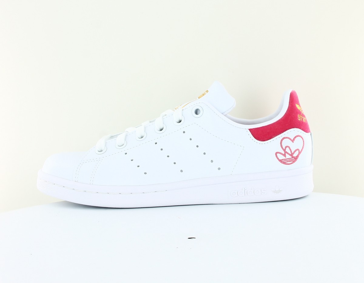 Adidas Stan smith femme blanc rose coeur