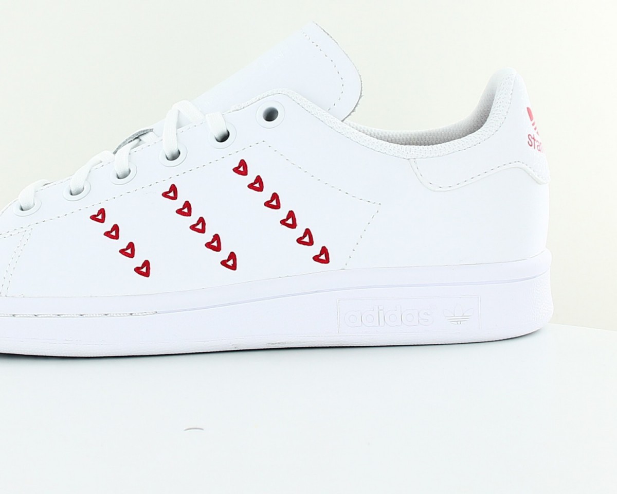 Adidas Stan Smith J valentines day blanc rouge coeur