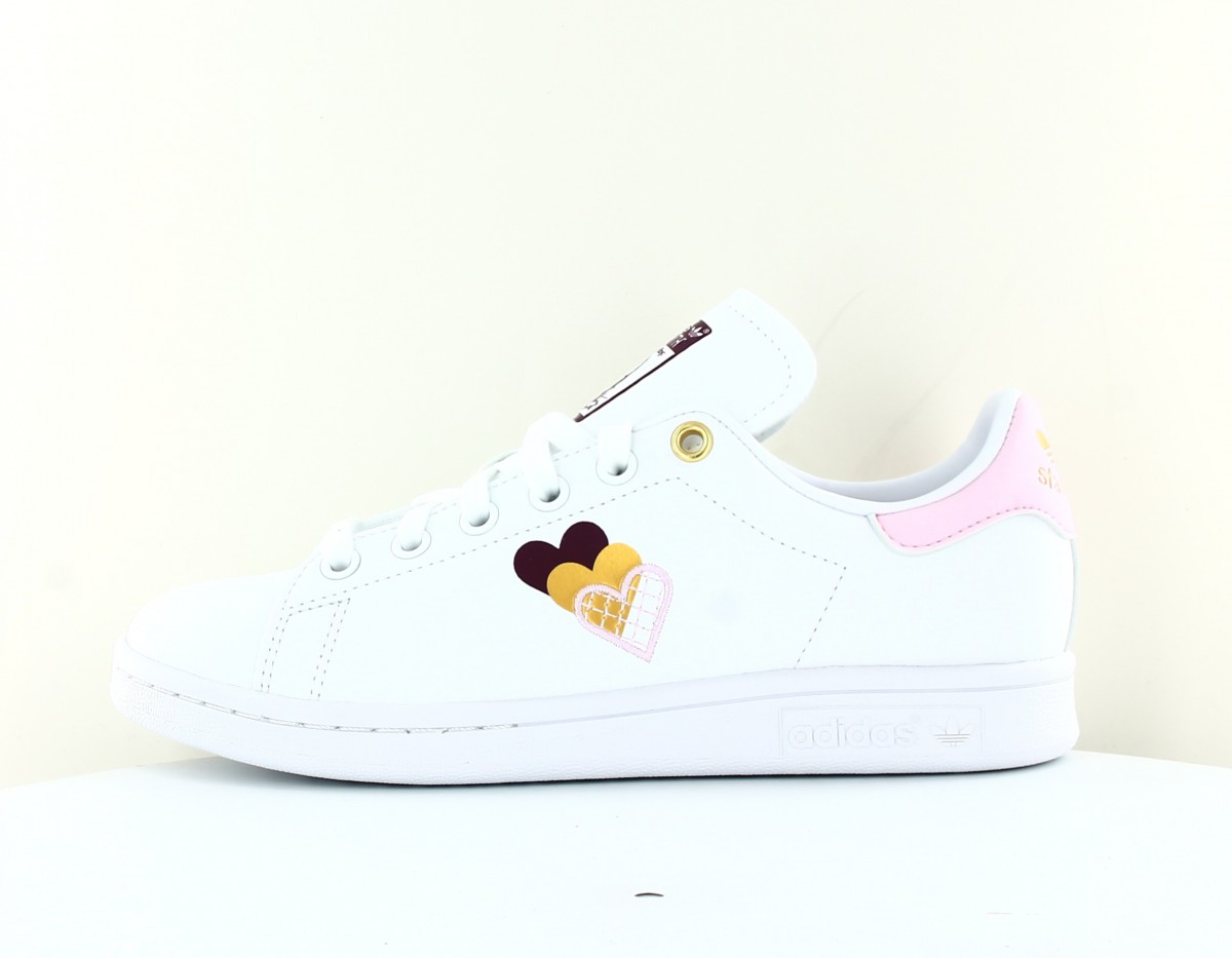 Adidas Stan smith triple coeur blanc or violet rose