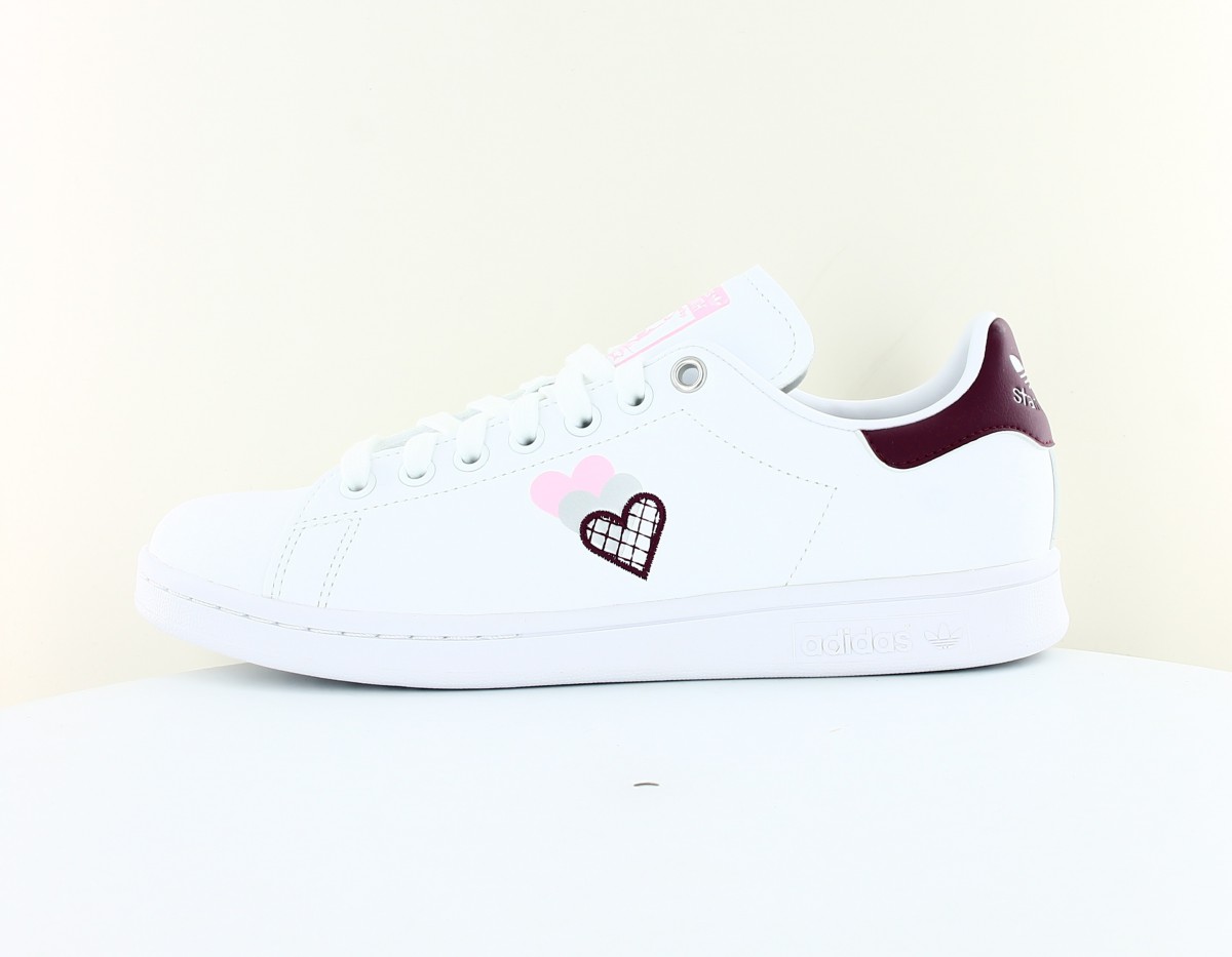 Adidas Stan smith triple coeur blanc rose argent bordeaux