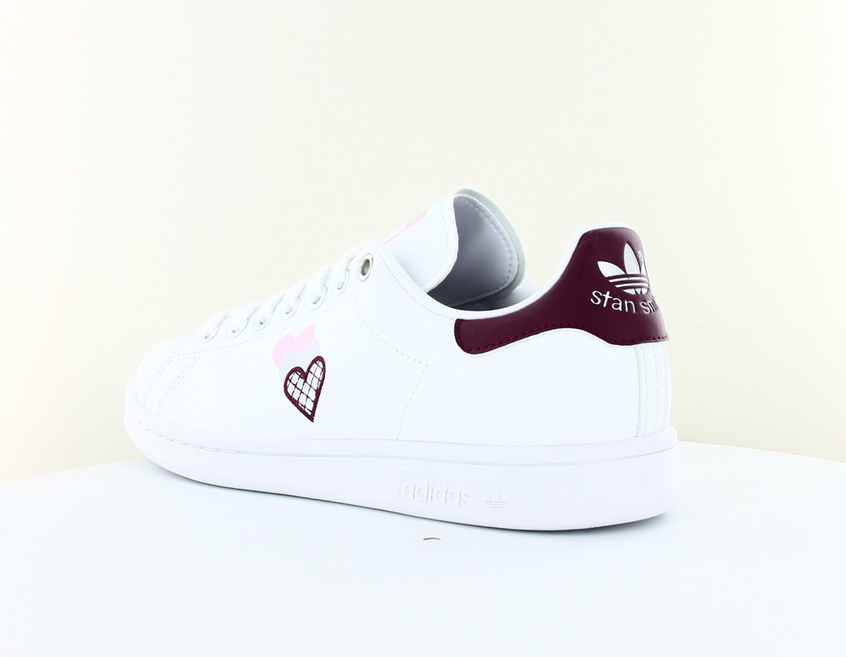 Adidas Stan smith triple coeur blanc rose argent bordeaux