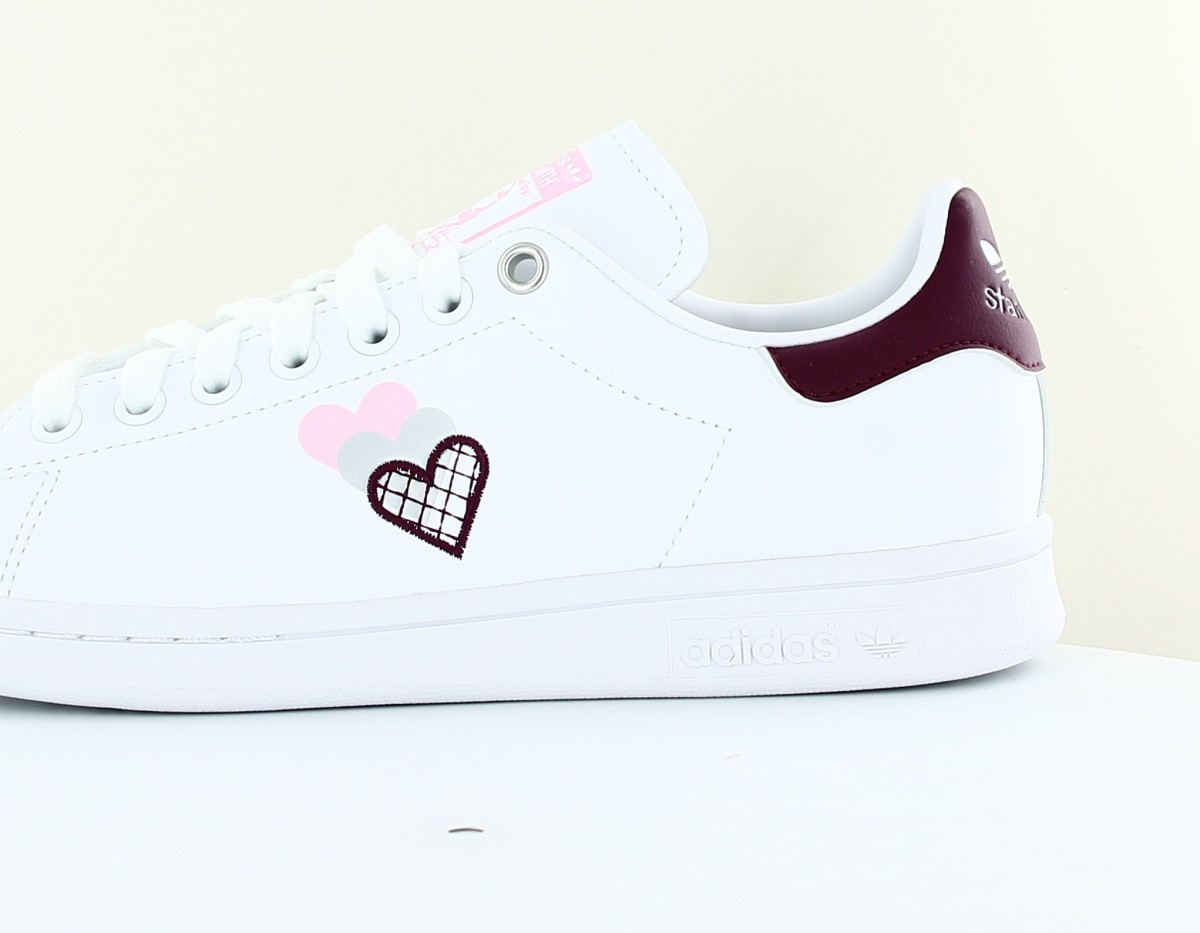 Adidas Stan smith triple coeur blanc rose argent bordeaux