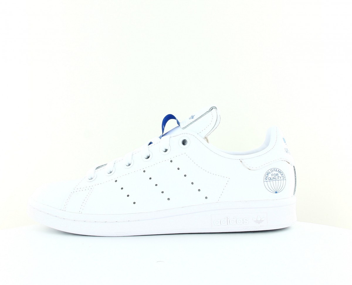 Adidas Stan smith world famous blanc bleu