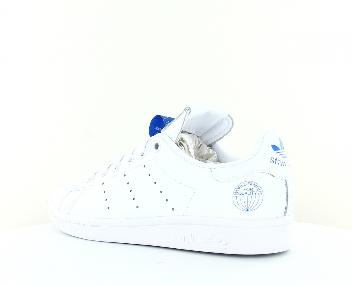 Adidas Stan smith world famous blanc bleu