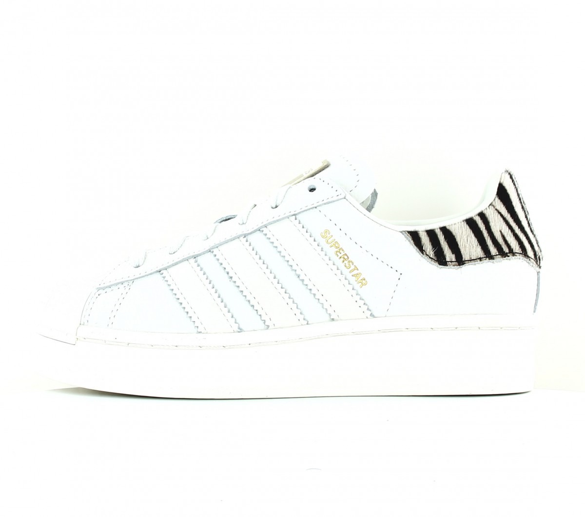 Adidas Superstar bold blanc cassé zebre