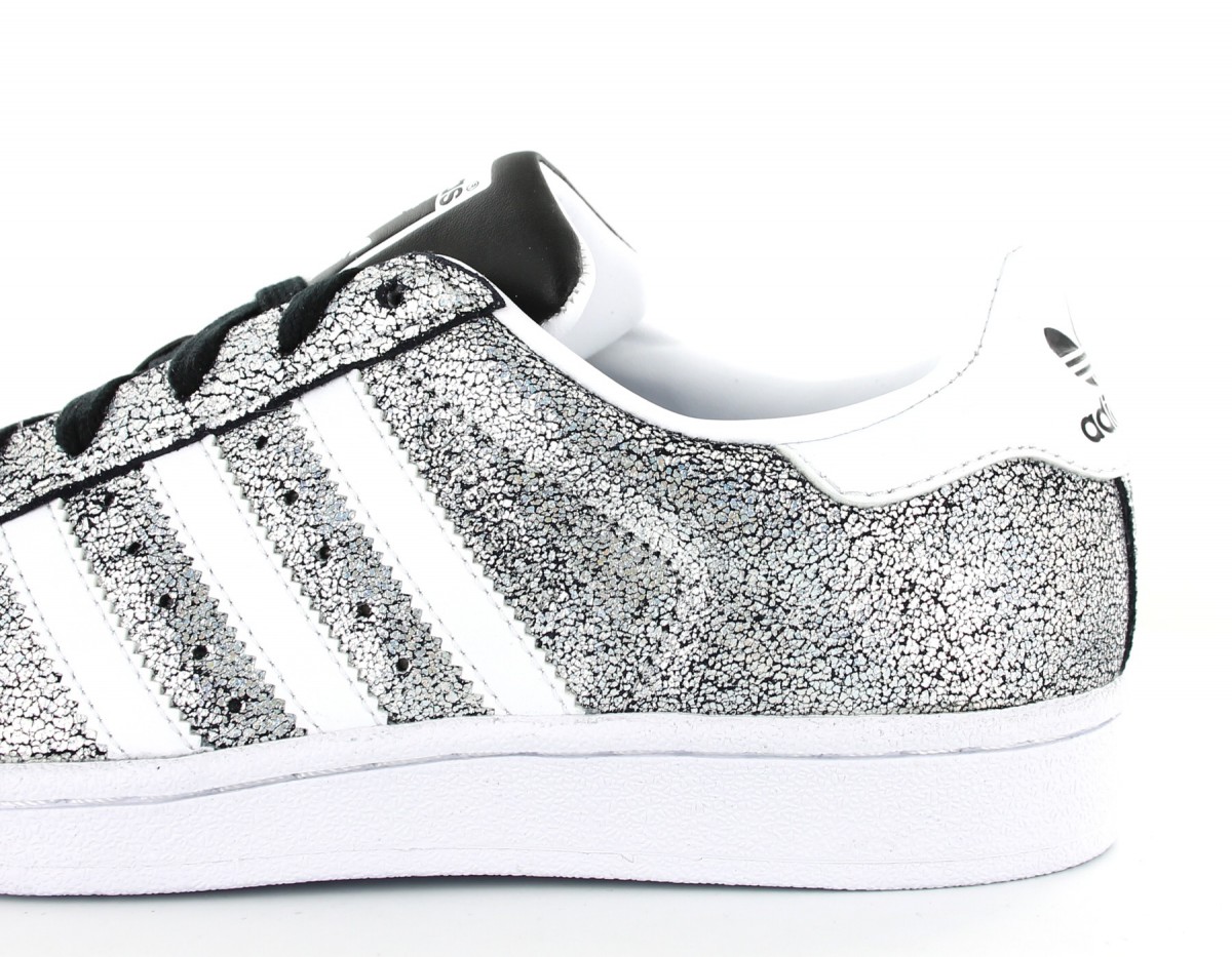 Adidas Superstar femme Argent-Blanc-Noir