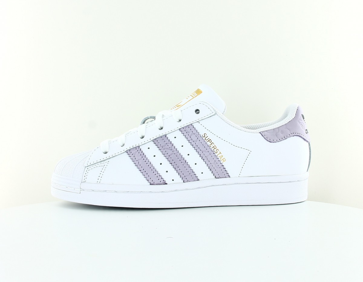 Adidas Superstar femme blanc mauve or