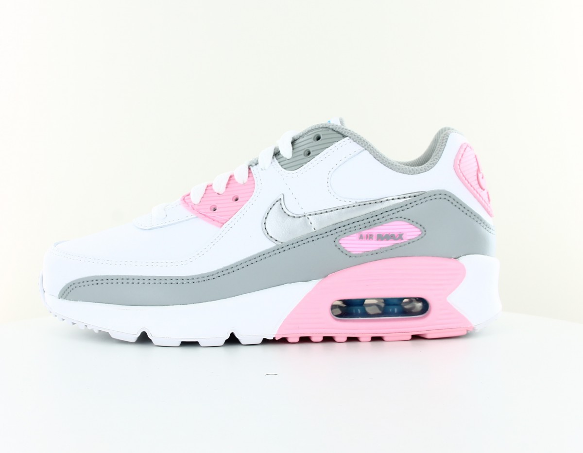 Nike Air max 90 gs blanc gris rose argent CD6864-004