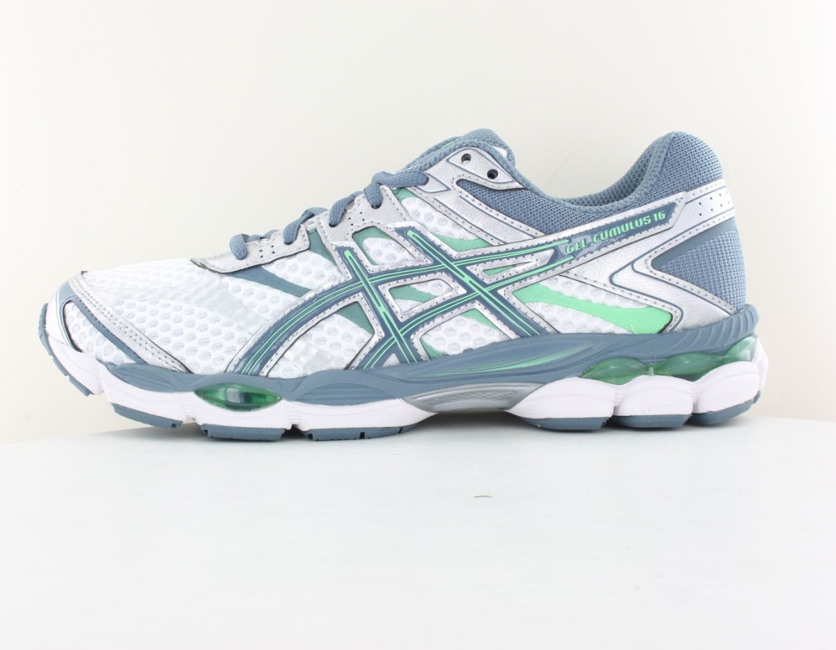 Asics Gel cumulus 16 blanc bleu vert